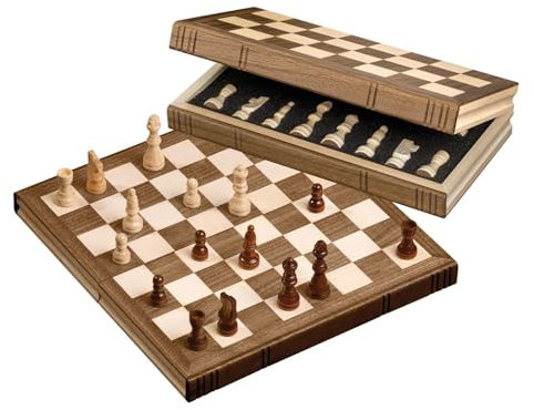 Philos 2705 - Schach, Schachspiel, Reiseschach Buchform, Feld 32 mm, Königshöhe 60 mm, aus Holz mit Magnetverschluss