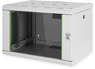 DIGITUS Netzwerk-Schrank 19 zoll 7 HE - Wandmontage - 450 mm Tiefe - Traglast 100 kg - Unique Serie - Glastür - Grau