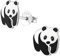 Panda Bear Stud Earrings - Black and White - 925 Sterling Silver