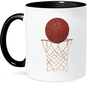 3dRose Basketball Hoop Net-Two Tone Black Mug, Ceramic, Multi-Colour, 10.16 x 7.62 x 9.52 cm