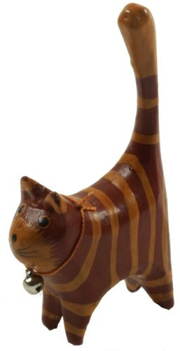 GURU SHOP Deko Katze, Kleine Ringkatze, Braun, Holz, Farbe: Braun, 10x5x2 cm, Tierfiguren
