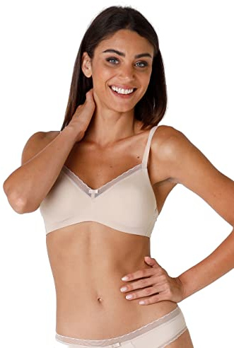 Lovable Reggiseno Senza Ferretto, Coppe Non Imbottite Senza Cuciture in Microfibra, Sostegno, Forma Seno Naturale, Art. 027O, My Daily Comfort Donna, Skin, 38 / 5C