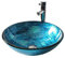 HomeLava Modern Design Gehärtetes Glas Waschbecken Rund Blau mit Ablaufgarnitur, Montagering (ohne Wasserhahn)