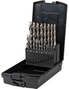 STIER Spiralbohrer Set HSS-Co5 / HSS-E, 19-teilig, Premium Metallbohrer Satz, Stahlbohrer Satz, geschliffen, zylinderischer Schaft, Cobalt-Gehalt von 5%, DIN 338, Typ N