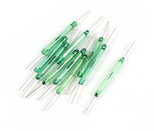 sourcing map 10 x Silber Ton Runde führt grün für Glas Röhre keine Reed-Schalter 28 mm