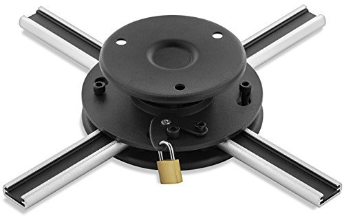 deleyCON Universal Beamer Projektor Deckenhalterung +-15° Neigbar - 360° Schwenkbar - bis 20Kg - Deckenabstand nur 62mm - Variabel - Schwarz