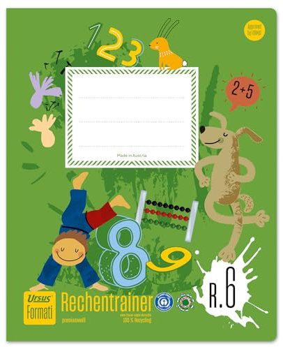 Formati Rechentrainer R.6 Quart 20 Blatt kariert, aus 100% Recyclingpapier, für Malrechnungen, In-Rechnungen und Divisionen