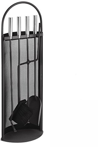 Lienbacher Kaminbesteck 844 - schwarz beschichtet mit Griffen aus Edelstahl B/H/T = 23/66/15 cm