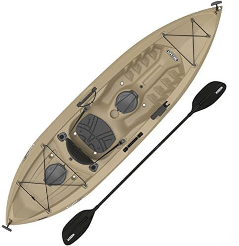 Lifetime Muskie Angler Sit-On-Top Kayak with Paddle, Tan, 120