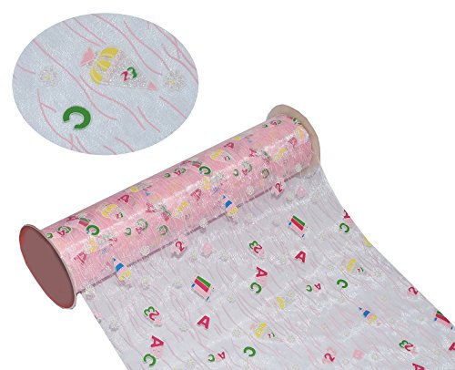 alles-meine.de GmbH 15 m * 29 cm Deko Stoff zum Schulanfang - ROSA/PINK - Meterware - ideal z.B. als Tischläufer/Tischdeko zum Schulbeginn - mit Zuckertüten ABC - Tischde..