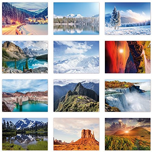 LYSCO® 12 Stück Postkarten MIX - Natur, Landschaften - DIN A6 (105 x 148 mm) - Hochglanzfolie, Matt, GalerieImage, Offsetdruck - Greeting Card