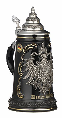 King Jarra de cerveza alemana alemana negra con escudo de estaño, jarra 1 litro KI 415-SZA 0,5L Deutschland