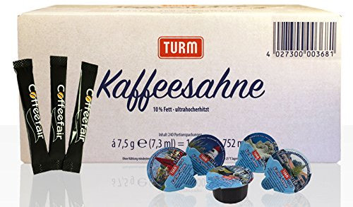 Set | Turm Kaffee-Sahne 2 x 240 Stk & Coffeefair Zucker-Sticks 1000 x 3,6g