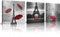 NAN Wind Leinwanddruck, Motiv Paris, Schwarz und Weiß, Leinwand mit rotem Regenschirm, Eiffelturm, Dekoration, rotes Auto, rote Wandkunst, Gemälde auf Leinwand, für Heimdekoration, 3 Stück