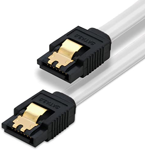 BIGtec 1m SATA Kabel S-ATA III Datenkabel Anschlusskabel transparent HDD SSD 6GBit/s Stecker L-Type/L-Type 100cm vergoldet gerade/gerade serial ATA Verriegelung SATA-3