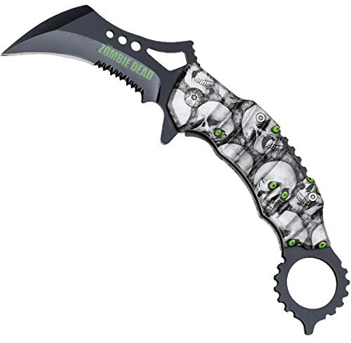 Haller Taschenmesser Zombie Dead Karambit, Stahl, 7 cm, schwarz-Weiß