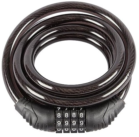 Blackspur 1x Black 1.8m Steel Combination Cable Lock - Long Wire Bike Bicycle Luggage Suitcase Security Shackle Key Code Padlock