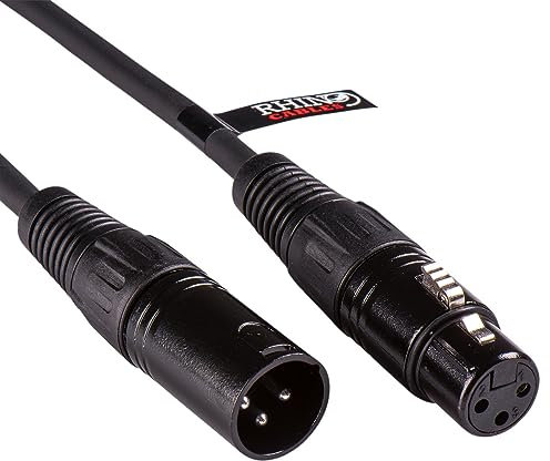 rhinocables - XLR to XLR Cable | Secure & Durable Audio Connection | Noise Reduction Technology | Professional-Grade for Studio & Live Recording, Black, 50m, Copper
