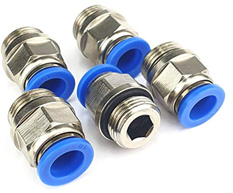 5 Stück Steckverschraubung Pneumatik Steckverbinder Schnellsteckverbinder Push In (G 1/4 x 12mm) zylindrisch