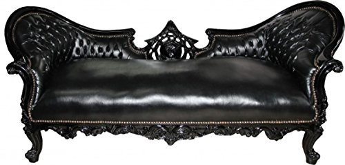 Casa Padrino Barock Sofa Vampire Schwarz/Schwarz - Limited Edition - Lounge Couch