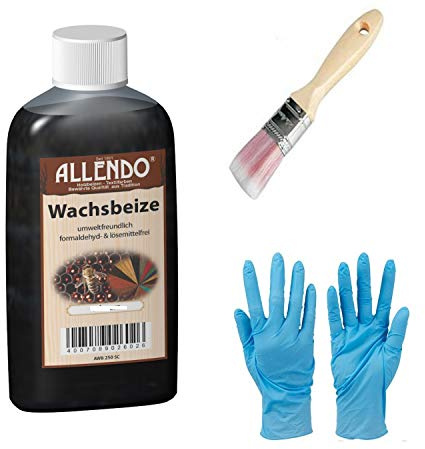 Wachsbeize Buntfarbe inkl. 1x Pinsel für beizen zum Auftragen (250 ml gelb)