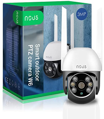 NOUS W6 3MP WLAN Telecamera di sorveglianza per esterni, Motion Detector, Videosorveglianza, Pet Camera, Ip Camera Outdoor, Tyua Smart Life 2.4 GHz