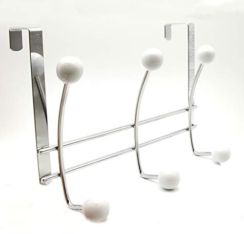 Tendance - Patere metal 6 crochets chrome/blanc