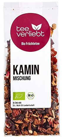 teeverliebt - Loser Früchtetee Kaminmischung 100 g I Früchtetee lose I weihnachtlich duftende Tee-Mischung mit winterlichen Früchten I Früchtetee Bio lose 100g