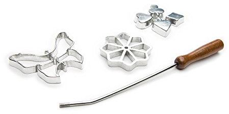 Fox Run Rosette Iron Set With Handle, Cast-Aluminum, Butterfly, Flower, and Card Suits
