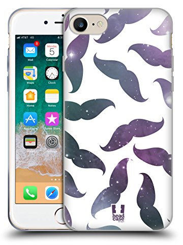 Head Case Designs Moustache Hipster Patterns Gel Case [Military Grade Protection] Compatible with Apple iPhone 7/8 / SE 2020 & 2022 and Compatible with MagSafe