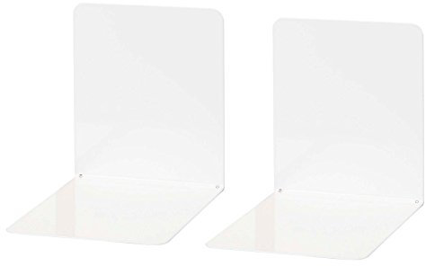 Wedo 1021100 Buchstütze (aus Metall, breite Ausführung, 14 x 12 x 14 cm) 2 Stück, weiß