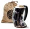 Norse Tradesman Original XL Viking Drinking Horn Mug - 100% Authentic Beer Horn Tankard with Hardwood Base & Burlap Gift Sack | The Original, Polished, Approx. 900mls