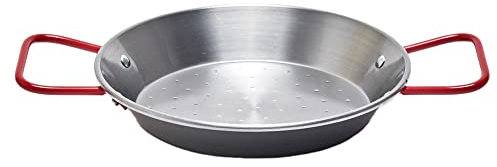 La Ideal Garcima Paellera de Acero Pulido, 20 cm, 0.24 litros, Plata/Rojo