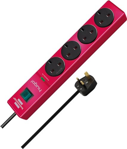 Brennenstuhl hugo! extension socket with surge protection 19.500A 4-way rubin red 2m 05VV-F3G1,25 *GB*