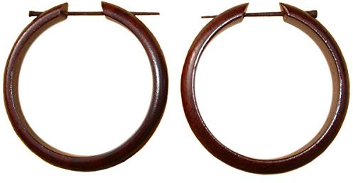 ISLAND PIERCINGS Ohrringe Kreolen 4cm im Piercing Design Holz Handarbeit ER033
