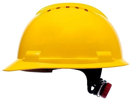 Stenso BBU Bauhelm SP200T Schutzhelm Bauarbeiterhelm - EN 397 Zertifiziert, Leicht & Belüftet, HDPE, 4-Punkt-Befestigung, Kurzes Visier, Schraubenverstellung, 348g, Zubehör-Öffnungen Gelb x 1