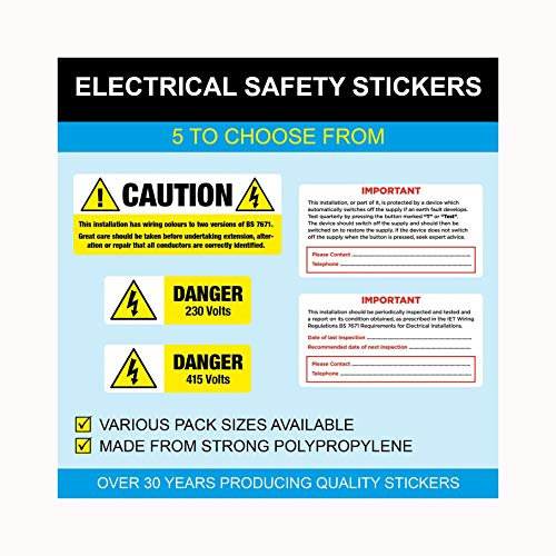 Mélange Pack De 120 - SécuritéÉlectrique Stickers / étiquettes (24 de chaque modèle)