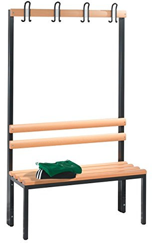 C und P Garderobenbank Umkleidebank Fitness Studio ohne Schuhrost 4 Haken 165x100x40 cm