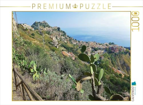 CALVENDO Puzzle Blick vom Bergdorf Castelmola auf Taormina | 1000 Teile Lege-Größe 64 x 48 cm Foto-Puzzle für glückliche Stunden
