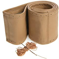 myshopx Lenkradschoner Lenkradbezug BEIGE Lenkradhülle Echt Leder Ø 37-39cm/ 10,5cm