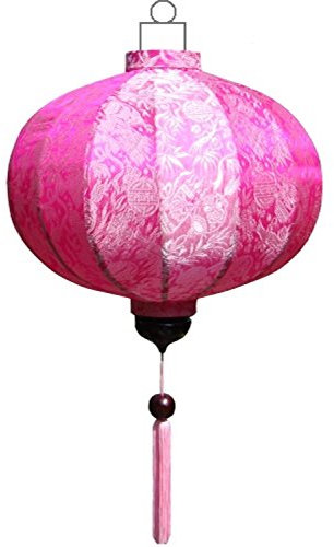 Lampionsenzo Vietnamesische Seide Lampion Rund Rosa by