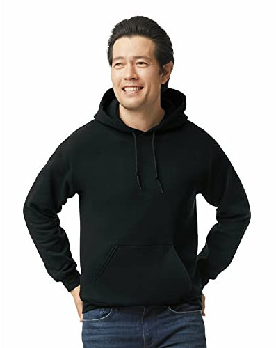 GILDAN Men's Fleece Hooded Sweatshirt, Style G18500, Black, L