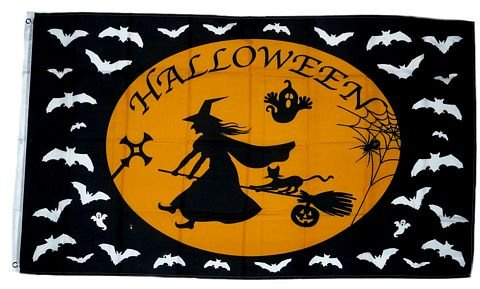 Fahne/Flagge Happy Halloween Hexe 90 x 150 cm