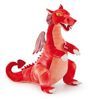 Trudi 18002 Plüsch Drache Rot 32x37x18 cm, Größe M, hochwertiges Stofftier mit weichen Materialien und zahlreichen, eindrucksvollen Details, waschbar, Kuscheltier für Kinder