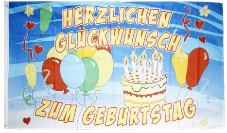 Flaggenfritze Flagge Herzlichen Glückwunsch zum Geburtstag Torte 90x150cm