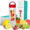 Savvy Infusion Water Bottles - 24 or 32 Ounce Fruit Infuser Bottle - Featuring Unique Leak Proof Silicone Sealed Cap with Handle - Great Gifts for Women 24 oz Red