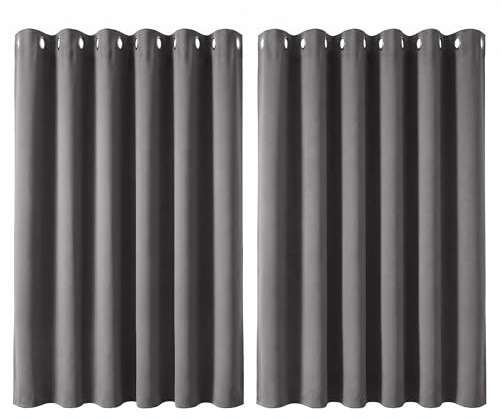 Deconovo Thermal Insulated Extra Wide Grey Curtains 90x54 Inch Drop Energy Saving Noise Reducing Eyelet Blackout Curtains for Bedroom, 1 Pair, Light Grey