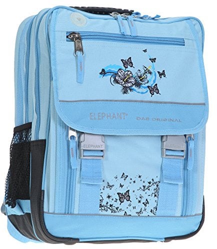 Elephant XL Schulrucksack Select mit Regencover | Schulranzen Rucksack Butterfly Love | Hellblau