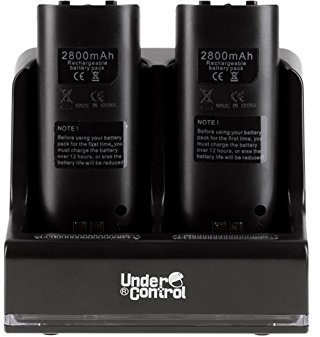 Under Control Socle de Charge Wiimote + 2 Batteries Wii Noire