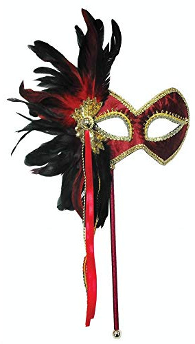 Bristol Novelty Red & Gold Masquerade Mask Fancy Dress